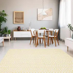 Yellow Outdoor Rug, Geometric Stain-Resistant Rug For Patio Decks, 3mm Modern Outdoor Luxurious Area Rug-190cm X 290cm