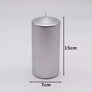 Unscented Pillar Candle 15cm - Silver