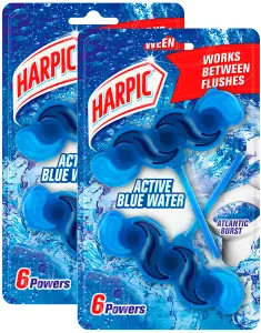 Harpic Active Blue Water Twin Rim Block for a Hygienic Fresh Toilet 4 x 35g