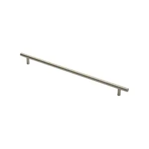 2x Round T Bar Cabinet Pull Handle 412 x 12mm 352mm Fixing Centres Satin Nickel