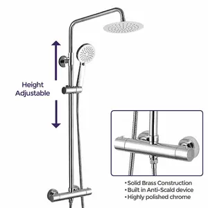 Nes Home Lura Round Modern Exposed Thermostatic Dual Control Twin Shower Mixer Head