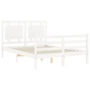 Berkfield Bed Frame with Headboard White 120x200 cm Solid Wood