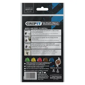 Gripit 20mm Plasterboard Fixing - 25 Pack (Brown)  Stud Wall Anchor Max 93kg