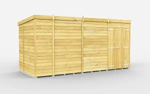 13 x 6 Feet Pent Shed - Double Door Without Windows - Wood - L178 x W387 x H201 cm