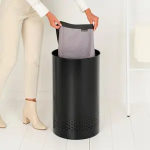 Brabantia Laundry Bin Black / 63.5cm H x 30cm W x 30cm D