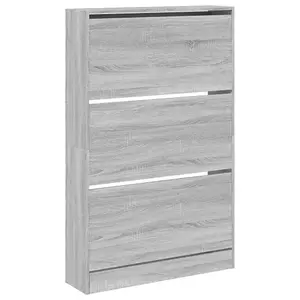 Shoe Cabinet Grey Sonoma 80x21x125.5 cm Engineered Wood