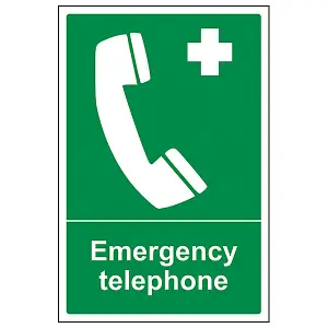 Safe Condition General Sign - Emergency Telephone Rigid Plastic - 200x300mm (x3)