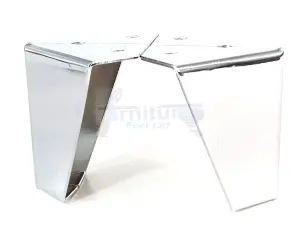 4 Metal Furniture Legs 95mm High Chrome Corner Feet Sofa Chair Beds Cabinets