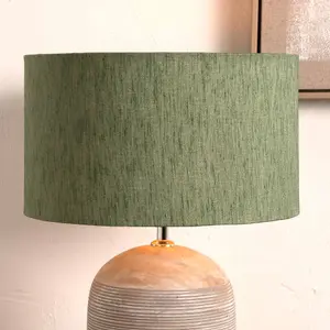 45cm Green Slubbed Faux Silk Gold Lined Cylinder Shade