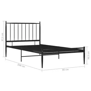 Berkfield Bed Frame Black Metal 90x200 cm