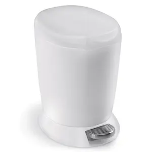 Simplehuman 6L Plastic Round Bathroom Pedal Bin White