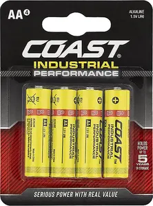 Coast Industrial Performance Alkaline Batteries AA 4 Pack