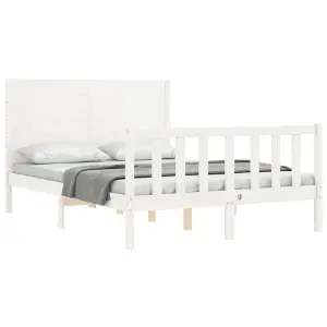 Berkfield Bed Frame with Headboard White 120x200 cm Solid Wood