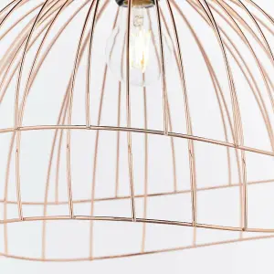 Hanging Ceiling Pendant Light Shade Copper Geometric Wire Frame Dome Bowl Cage