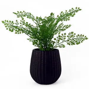 16cm Tall Black Ceramic Planter