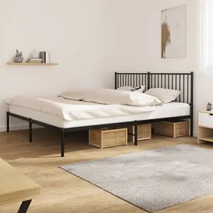 Berkfield Metal Bed Frame with Headboard Black 180x200 cm 6FT Super King