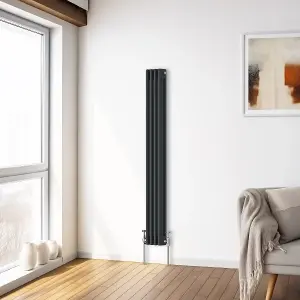 Right Radiators 1500x202 mm Vertical Traditional 3 Column Cast Iron Style Radiator Anthracite