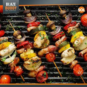 Blaze Buddy 100pk Bamboo Skewers 30cm - Wooden BBQ Skewers - Ideal as Kebab Skewers and Barbecue Skewers - Kebab Sticks