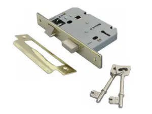 3 Lever Mortice Brass Sash Lock Key 3" 76mm Bolt Through Reversable Bathroom Handle Locks