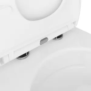 GoodHome Kentia White Rimless Wall hung Round Toilet pan with Soft close seat