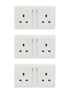 Trendiswitch White 2 Gang 13 Amp Switched Socket (3 Pack)