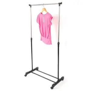 Portable Clothes Rack Single Hanging Garment Bar Heavy Duty Hanger Rolling