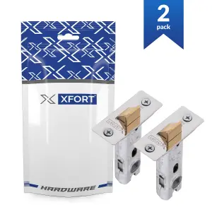 XFORT 2 Sets of 75mm Polished Chrome Tubular Latch, Mortice Door Latch