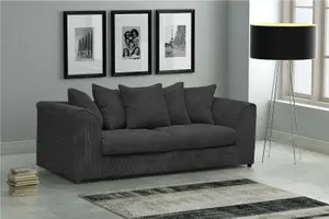 Chicago Jumbo Cord 3 Seater Sofa Black