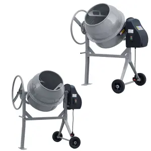 120 Litre Grey Coated Electric Cement Mixing Machine with Wheels