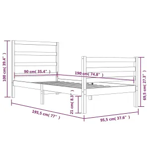 Berkfield Bed Frame White Solid Wood Pine 90x190 cm 3FT Single