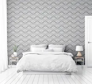 Arthouse Metallic Ogee Silver Wallpaper