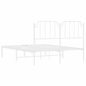 Berkfield Metal Bed Frame without Mattress with Headboard White 140x200cm