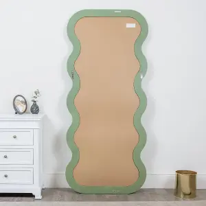 Melody Maison Full Length Wave Olive Green Mirror