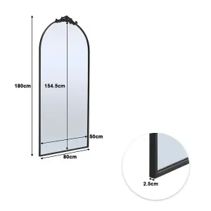 Black Metal Shatter Proof Glass Accent Framed Mirror W 800 x H 1800mm