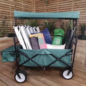 Folding Festival Camping Storage Trolley with Canopy & Waterproof Cover 100Kg capacity