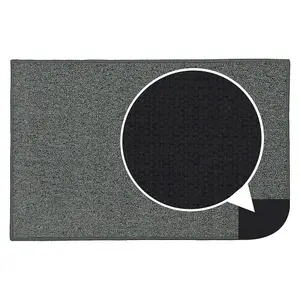 JVL Eden Machine Washable Latex Backed Doormat, 50x80cm,Grey