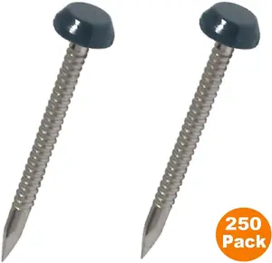 250 x Anthracite Grey UPVC 40mm Poly Top Pins Nails Plastic Headed Fascia Fixings Polytop