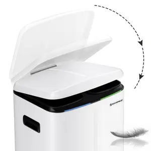 Steel Step On Multi-Compartment Rubbish & Recycling Bin - 40L White