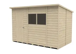 Forest Garden 10x6 ft Pent Wooden Shed with floor & 2 windows