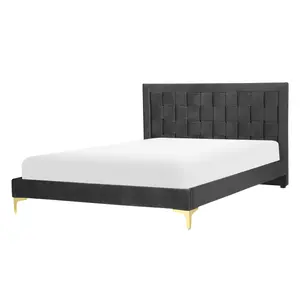 Velvet EU Double Bed Black LIMOUX