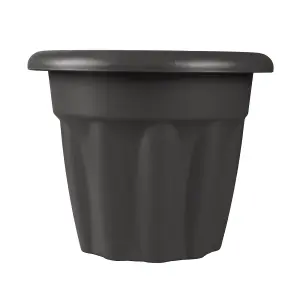 simpa 2PC Graphite Vista Round Plastic Planters 25cm (Dia)