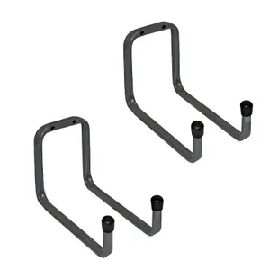 2 x Wall Mounted 180mm Tool, Bike Double Storage Hooks for Garages sheds & Workshops