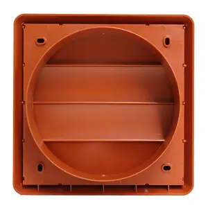 Kair Terracotta Gravity Grille 183mm External Dimension Ducting Air Vent with 150mm - 6 inch Round Rear Spigot and Shutters