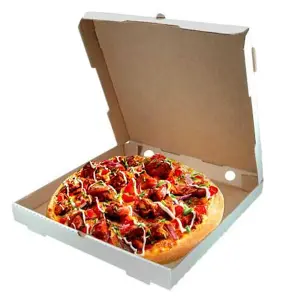 100 x White 14" (14.5 x 14.5 x 2") Takeaway Slim Postage, Dessert, Pizza Boxes For Restaurant & Take Outs