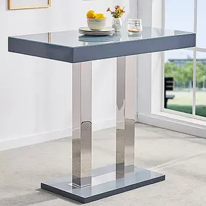 Caprice Grey High Gloss Bar Table 4 Ritz Black White Stools