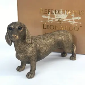 Dachshund figurine from the Leonardo Reflections Bronzed range, gift boxed.