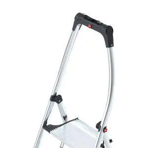 Hailo K100 Topline Aluminum Comfort Step Ladder - 3 Tread