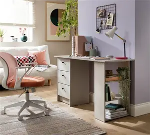 Argos Home Malibu 3 Drawer Office Desk - Light Grey