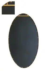 MirrorOutlet The Ovale Gold Metal Framed Oval Wall Mirror 180cm x 100cm