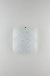 Luminosa Vector Decorative Flush Ceiling Light, Glossy White Glass, E27